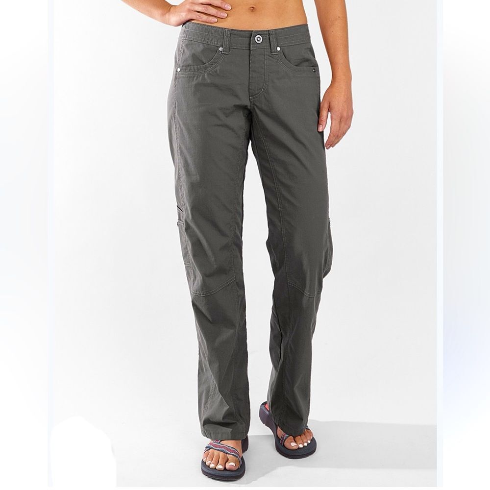 Kuhl Women’s Free Range Pants cargo straight leg hiking outdoors charcoal gray 4